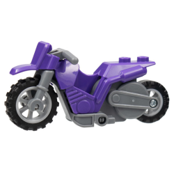 Stuntz Flywheel Motorcycle Dirt Bike with Dark Bluish Gray Frame, Light Bluish Gray Wheels, and Dark Bluish Gray Handlebars - Dark Purple Stuntz Flywheel Motorcycle Dirt Bike with Dark Bluish Gray Frame, Light Bluish Gray Wheels, and Dark Bluish Gray Handlebars - Dark Purple