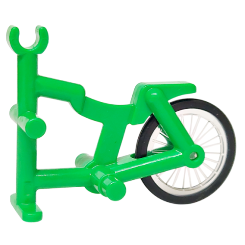 Деталь LEGO 50015c01 Tricycle Frame with Trans-Clear Bicycle Wheel with Molded Black Hard Rubber Tire (50015 / 92851pb01) - Bright Green