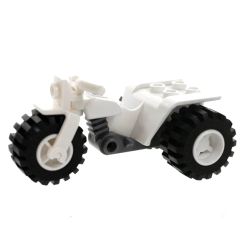 Tricycle with Dark Bluish Gray Chassis and White Wheels - Notched Holes on Rear Wheels - White Tricycle with Dark Bluish Gray Chassis and White Wheels - Notched Holes on Rear Wheels - White