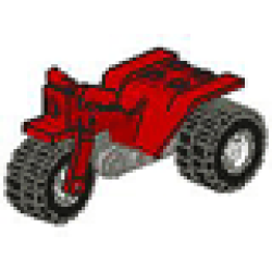 Tricycle with Dark Gray Chassis and White Wheels - Round Holes on Rear Wheels - Red Tricycle with Dark Gray Chassis and White Wheels - Round Holes on Rear Wheels - Red