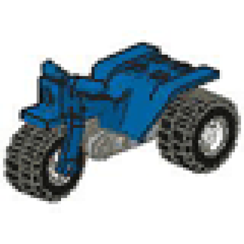 Деталь LEGO 30187c01a Tricycle with Dark Gray Chassis and White Wheels - Round Holes on Rear Wheels - Blue