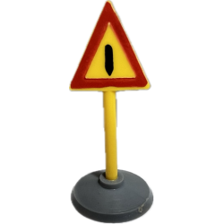 Road Sign with Post, Triangle with Generic Warning Pattern, Type 1 Base - Yellow