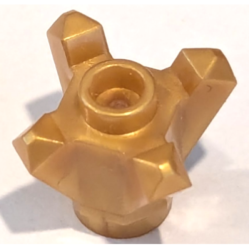 Деталь LEGO 11127 Rock 1 x 1 Crystal 4 Point (Brick, Round 1 x 1 with 4 Upward Fins / Points) - Pearl Gold