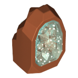 Rock 1 x 1 Geode with Molded Glitter Trans-Light Blue Crystals Pattern - Dark Orange