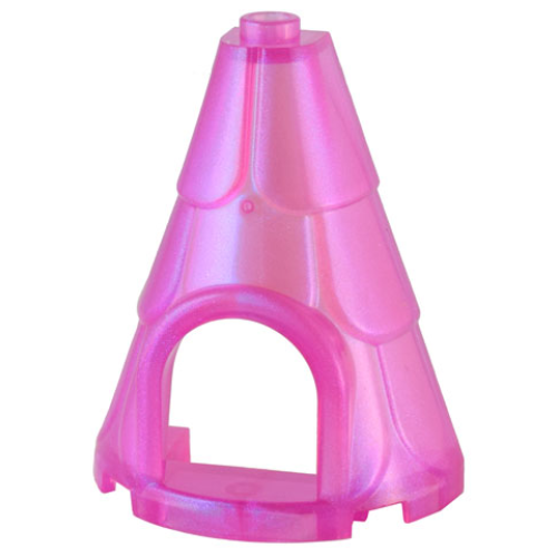 Деталь LEGO 80029 Tower Roof 2 x 4 x 4 Half Cone Shaped with Roof Tiles and Window - Satin Trans-Dark Pink