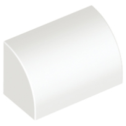 Slope, Curved 1 x 2 with Bottom Stud Holder - White