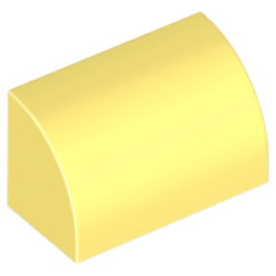 Slope, Curved 1 x 2 with Bottom Stud Holder - Bright Light Yellow