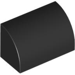 Slope, Curved 1 x 2 with Bottom Stud Holder - Black