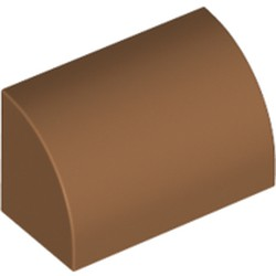 Slope, Curved 1 x 2 with Bottom Stud Holder - Medium Nougat