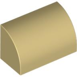 Slope, Curved 1 x 2 with Bottom Stud Holder - Tan