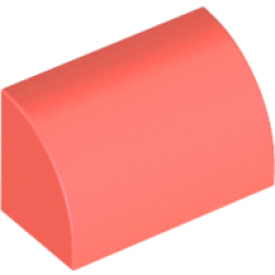 Slope, Curved 1 x 2 with Bottom Stud Holder - Coral