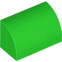 Slope, Curved 1 x 2 with Bottom Stud Holder - Bright Green