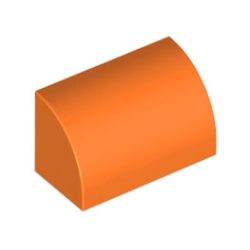 Slope, Curved 1 x 2 with Bottom Stud Holder - Orange