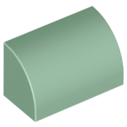 Slope, Curved 1 x 2 with Bottom Stud Holder - Sand Green