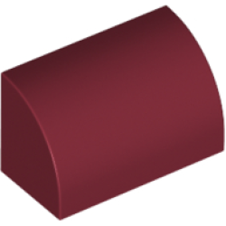 Slope, Curved 1 x 2 with Bottom Stud Holder - Dark Red