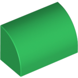 Slope, Curved 1 x 2 with Bottom Stud Holder - Green