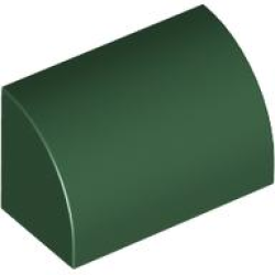 Slope, Curved 1 x 2 with Bottom Stud Holder - Dark Green