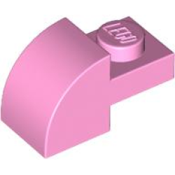 Slope, Curved 2 x 1 with Recessed Stud - Bright Pink