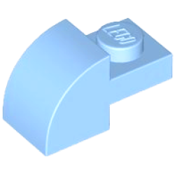 Slope, Curved 2 x 1 with Recessed Stud - Bright Light Blue