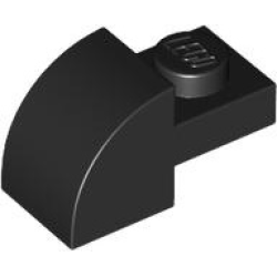 Slope, Curved 2 x 1 with Recessed Stud - Black