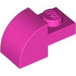 Slope, Curved 2 x 1 with Recessed Stud - Dark Pink