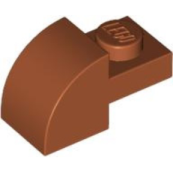 Slope, Curved 2 x 1 with Recessed Stud - Dark Orange