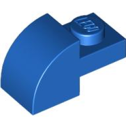 Slope, Curved 2 x 1 with Recessed Stud - Blue