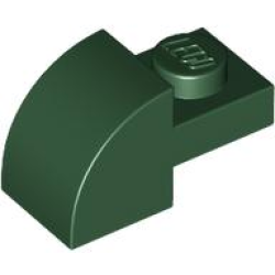 Slope, Curved 2 x 1 with Recessed Stud - Dark Green