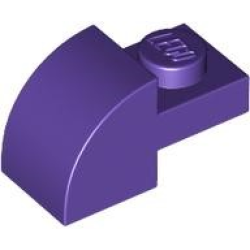 Slope, Curved 2 x 1 with Recessed Stud - Dark Purple