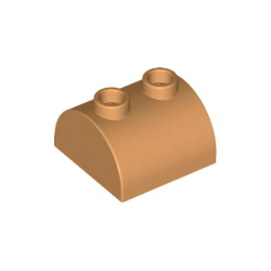 Slope, Curved 2 x 2 Double with 2 Hollow Studs - Medium Nougat