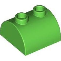 Slope, Curved 2 x 2 Double with 2 Hollow Studs - Bright Green