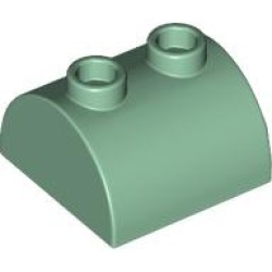 Slope, Curved 2 x 2 Double with 2 Hollow Studs - Sand Green