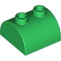 Slope, Curved 2 x 2 Double with 2 Hollow Studs - Green