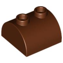 Slope, Curved 2 x 2 Double with 2 Hollow Studs - Reddish Brown