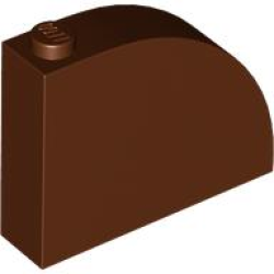Slope, Curved 4 x 1 x 2 2/3 with Stud - Reddish Brown