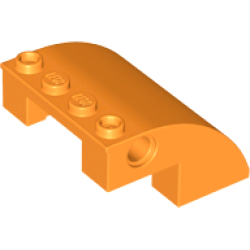Slope, Curved 4 x 4 x 2 with 4 Studs and Pin Holes - Orange Slope, Curved 4 x 4 x 2 with 4 Studs and Pin Holes - Orange