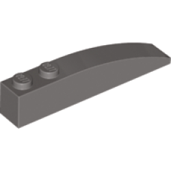 Slope, Curved 6 x 1 with 2 Studs - Dark Gray