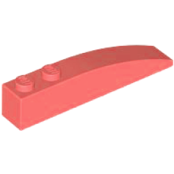 Slope, Curved 6 x 1 with 2 Studs - Coral