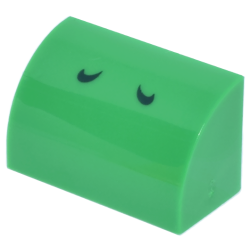 Slope, Curved 1 x 2 with Bottom Stud Holder with 2 Dark Green Curved Lines Pattern (Super Mario Yoshi Nostrils) - Bright Green Slope, Curved 1 x 2 with Bottom Stud Holder with 2 Dark Green Curved Lines Pattern (Super Mario Yoshi Nostrils) - Bright Green