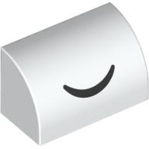 Деталь LEGO 37352pb032 Slope, Curved 1 x 2 with Bottom Stud Holder with Black Closed Eye Curved Line Pattern - White