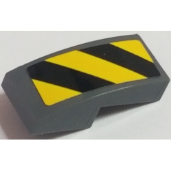 Slope, Curved 2 x 1 x 2/3 with Black and Yellow Danger Stripes Pattern Right (Sticker) - Sets 60121 / 60122 - Dark Bluish Gray Slope, Curved 2 x 1 x 2/3 with Black and Yellow Danger Stripes Pattern Right (Sticker) - Sets 60121 / 60122 - Dark Bluish Gray