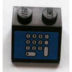 Slope 45 2 x 2 with Cash Register, White Number Pad on Blue Background Pattern (Sticker) - Sets 3825 / 3833 - Black Slope 45 2 x 2 with Cash Register, White Number Pad on Blue Background Pattern (Sticker) - Sets 3825 / 3833 - Black