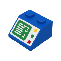 Slope 45 2 x 2 with Computer Screen and Right Side Buttons Pattern - Blue Slope 45 2 x 2 with Computer Screen and Right Side Buttons Pattern - Blue