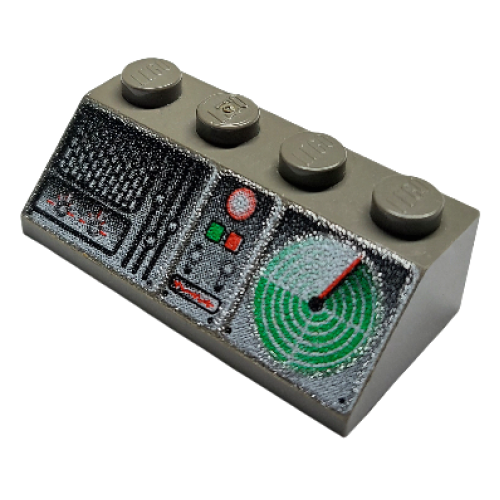 Деталь LEGO 3037px7 Slope 45 2 x 4 with Radio and Radar Console Pattern - Dark Gray