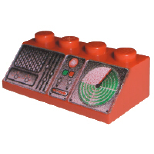 Деталь LEGO 3037px7 Slope 45 2 x 4 with Radio and Radar Console Pattern - Red