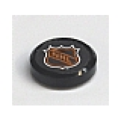 Sports Hockey Puck, Small (Wheel) with LEGO and NHL Logo Pattern (Stickers) - Set 3579 - Black Sports Hockey Puck, Small (Wheel) with LEGO and NHL Logo Pattern (Stickers) - Set 3579 - Black