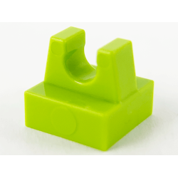 Tile, Modified 1 x 1 with Clip - Lime