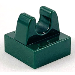 Tile, Modified 1 x 1 with Clip - Dark Green