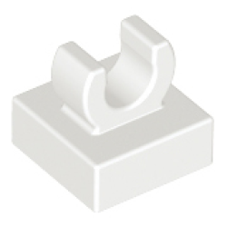 Tile, Modified 1 x 1 with Open O Clip - White Tile, Modified 1 x 1 with Open O Clip - White