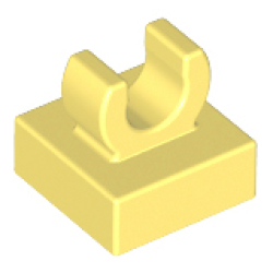 Tile, Modified 1 x 1 with Open O Clip - Bright Light Yellow Tile, Modified 1 x 1 with Open O Clip - Bright Light Yellow